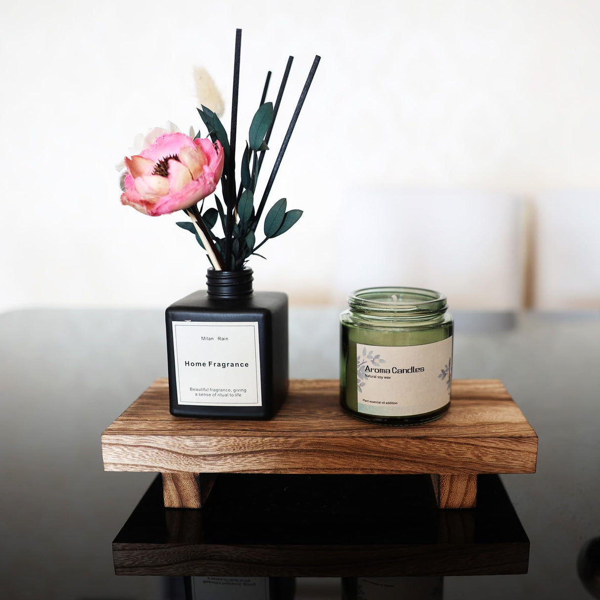 Wood Riser for Decor, 8.66X3.54in Wood Pedestal Stand, Small Wooden Riser for Bathroom, Wood Riser for Kitchen Counter Missraza