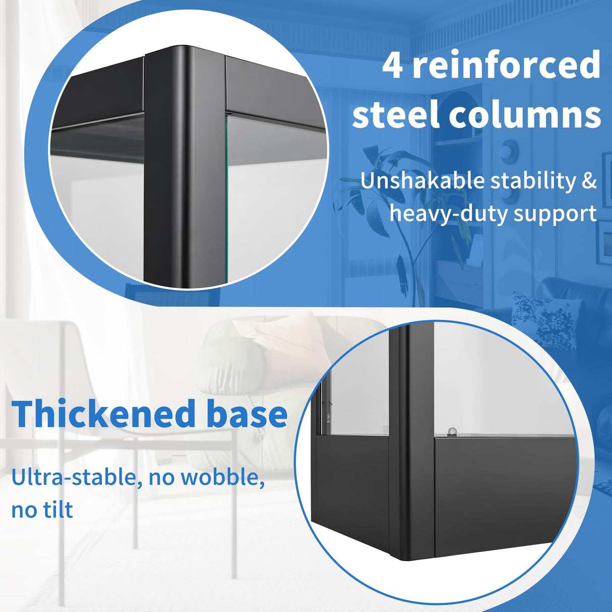 Desirable Life Glass Display Cabinet with 13-Color Light, 63" 4-Tier Curio Cabinet with Glass Door & Lock, Lighted Display Case with Adjustable Shelves for Collectibles Figures Trophy (Black) Desirable Life