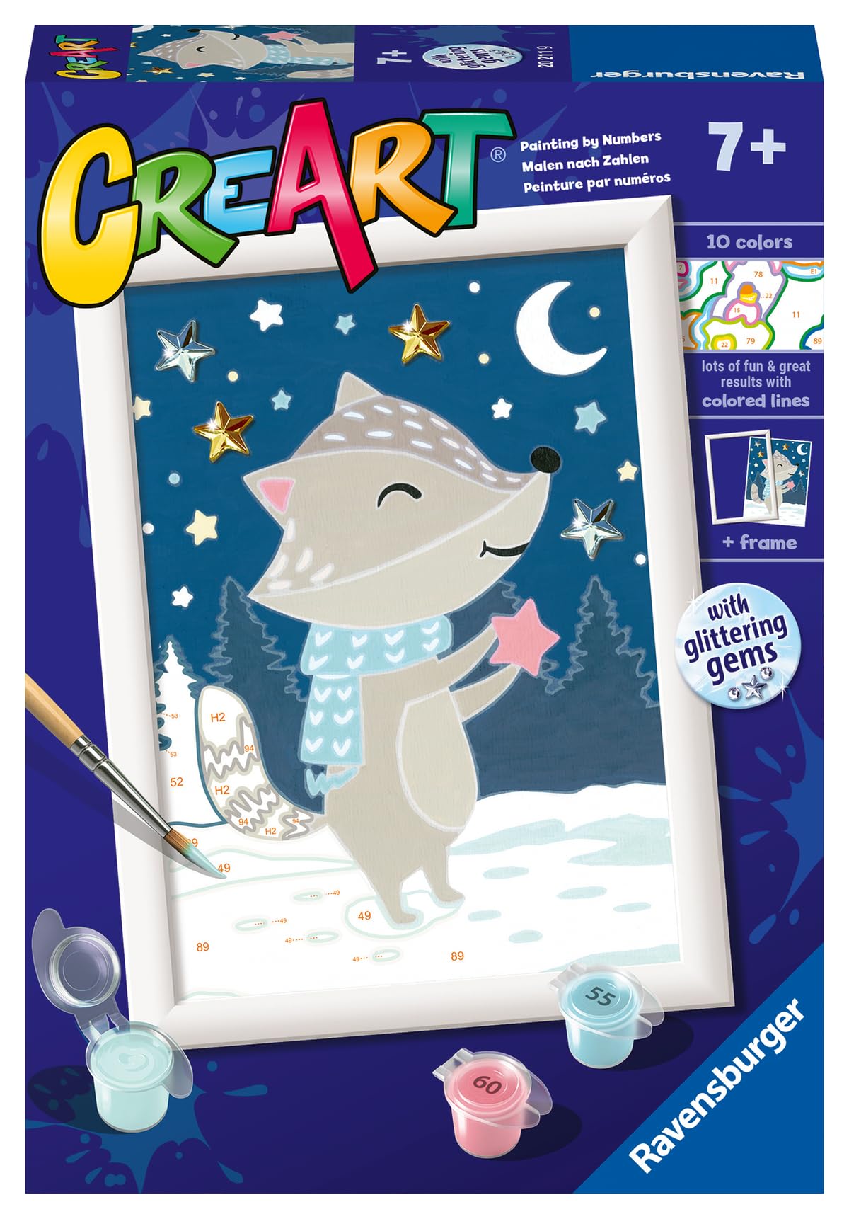 Ravensburger CreArt Cute Badger Paint by Numbers Kit for Kids - Painting Arts and Crafts for Ages 7 and Up Ravensburger