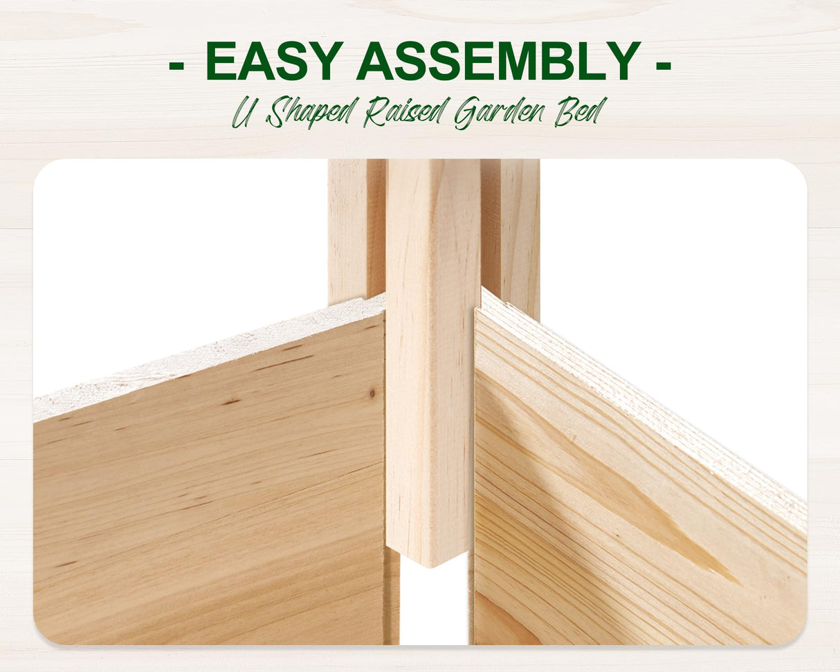 AMERLIFE U-Shaped Raised Garden Bed, 7.5Wx6Dx1.6H Free Combination Outdoor Wooden Raised Garden Bed Planter with 19.6" Depth Planter Box AMERLIFE