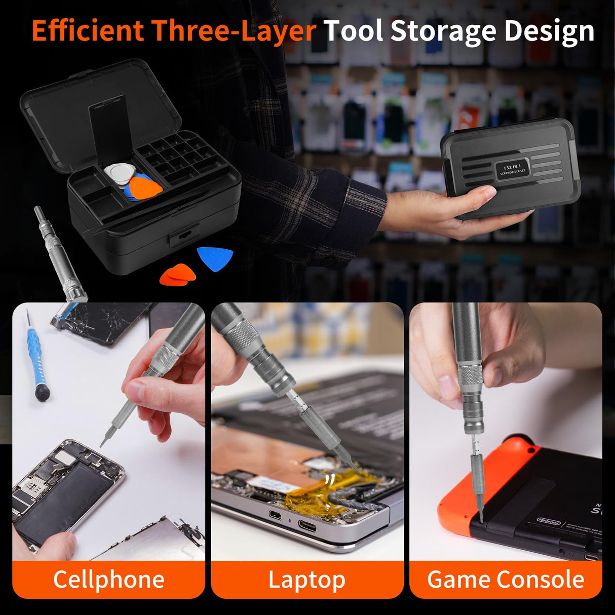 XOOL 132 in 1 Precision Screwdriver Set with Magnetic Driver Kit Professional Electronics Repair Tool Kit for Computer, PC, Mac-Book, Laptop, Tablet, iPhone, Xbox, Game Console XOOL