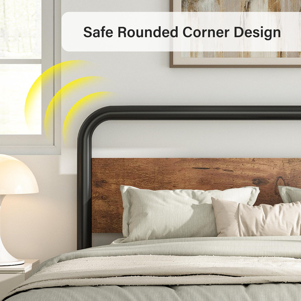 Catrimown Rustic Brown Twin Bed Frame with LED Headboard - Heavy Duty Metal Platform Design Catrimown