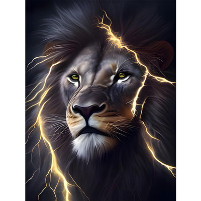 SENQAO Lion Diamond Painting Kits for Adults, Black Lion Diamond Art for Beginners, Round 5D Paint with Diamonds Pictures Gem Art Painting Kits DIY Adult Crafts Kits 12x16inch