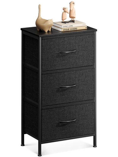 Casaottima Dresser for Bedroom Nightstand, Small Fabric Dresser Chests of Drawers, Closet Organizers and Storage with 3 Drawers, Black