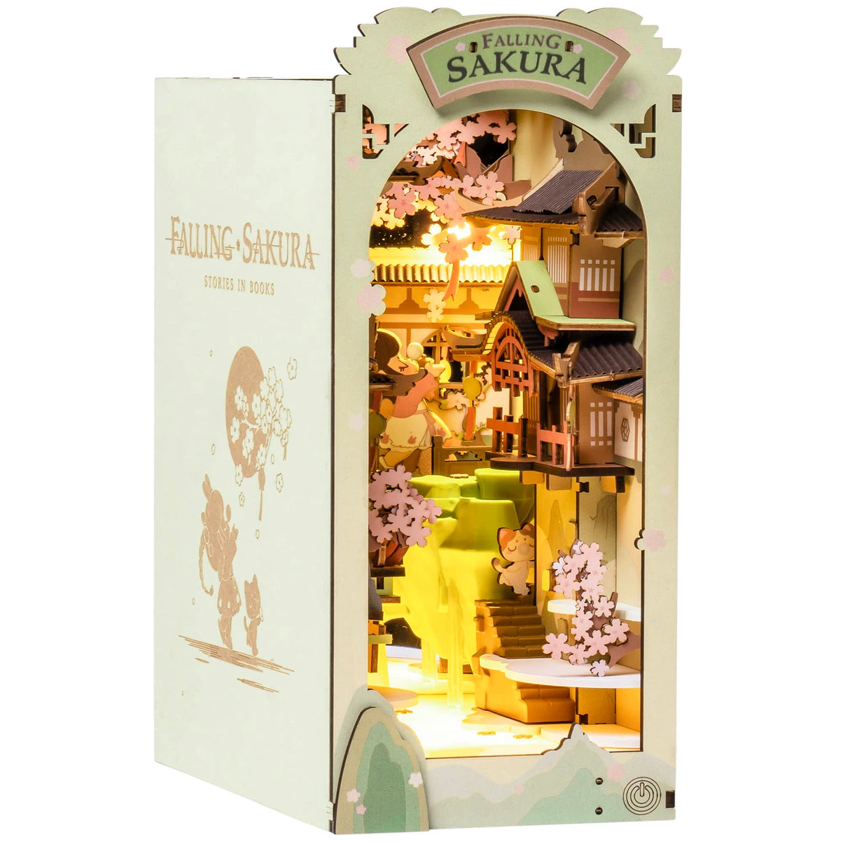 Rolife DIY Book Nook Kit Falling Sakura, DIY Miniature Booknook Kit Creative Decorative Bookend Bookshelf Insert 3D Puzzle for Adults, Halloween/Christmas Decorations/Gifts for Adults (Falling Sakura) Rolife