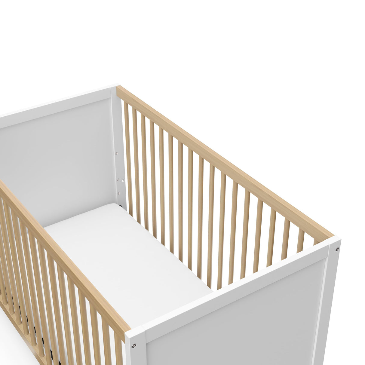 Storkcraft Calabasas 3-in-1 Convertible Crib (White with Driftwood) – GREENGUARD Gold Certified, Fits Standard Crib Mattress, Converts to Toddler Bed, Modern Style, Easy 30-Minute Assembly Storkcraft