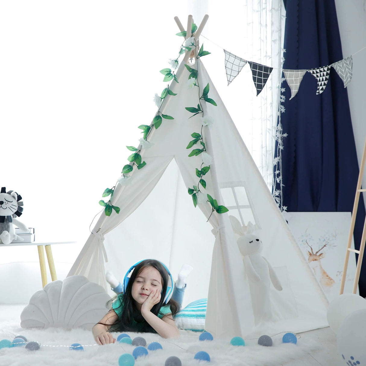 RongFa Teepee Tent for Kids-Portable Children Play Tent Indoor Outdoor (White) RONGFA