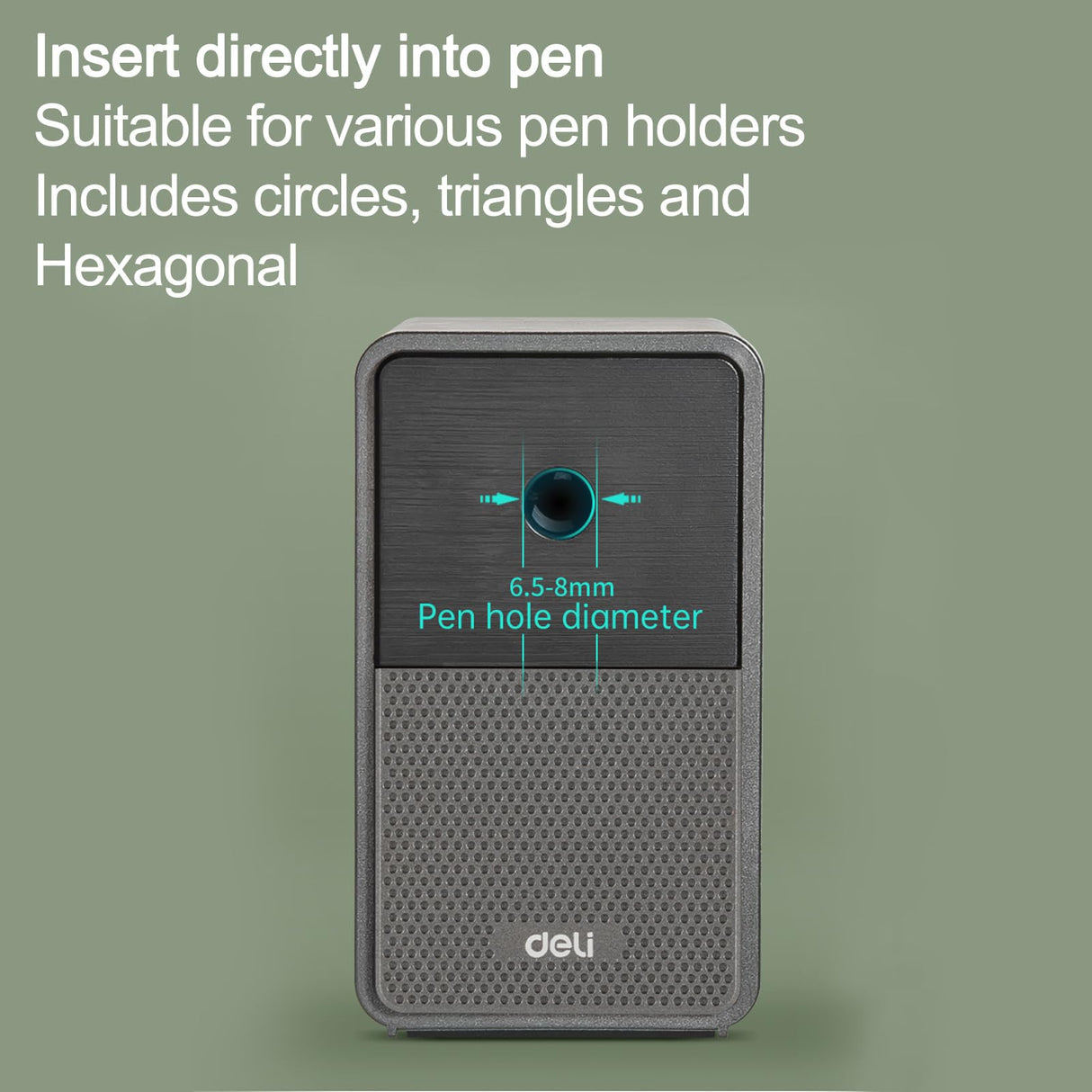 deli Hand Crank Manual Pencil Sharpener 5th Gear Portable Pencil Sharpener Kids Hand Pencil Sharpeners for 6.9-8 mm Pencils (Charcoal) deli