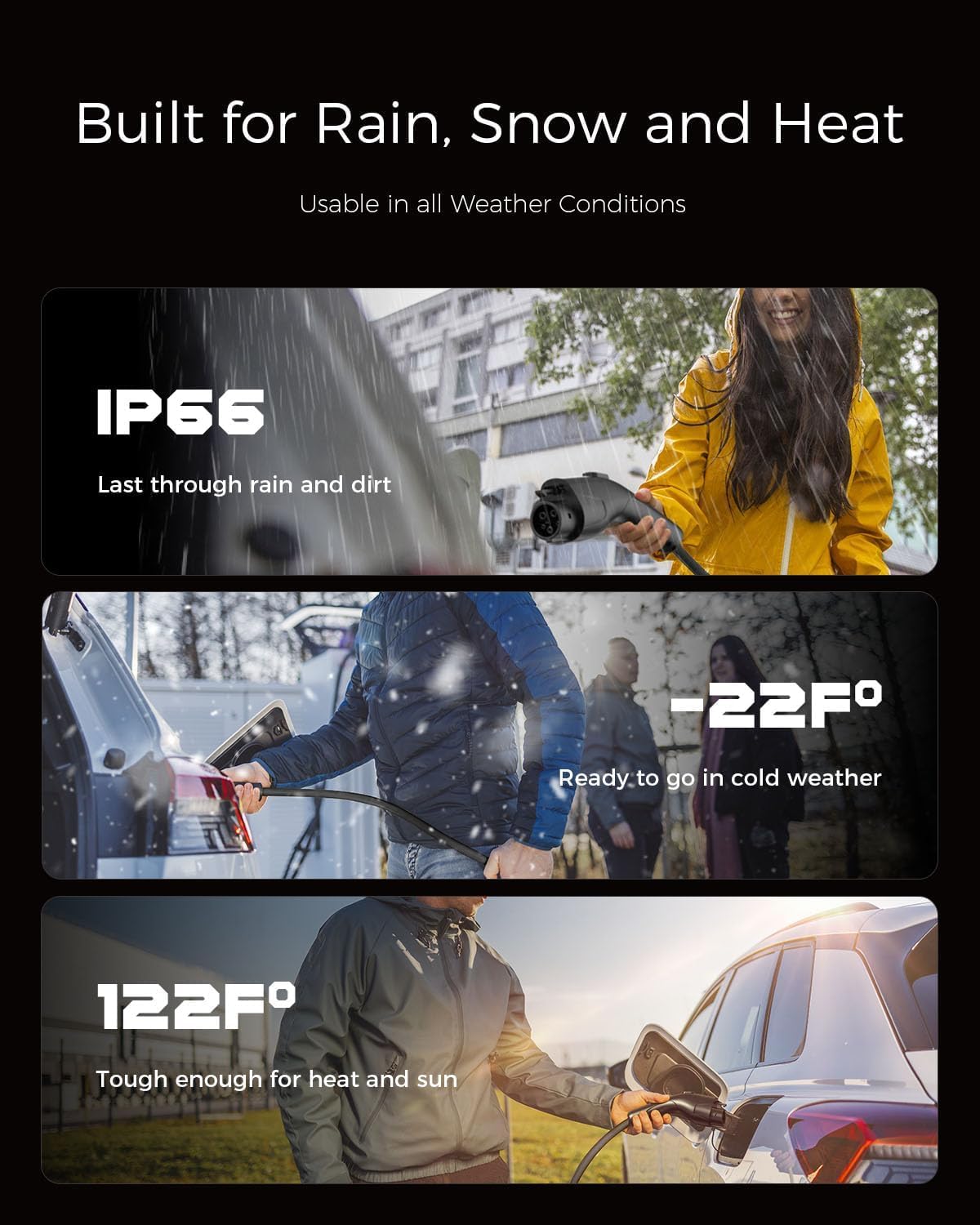 Level 1/2 EV Charger, 16A 110-240V Portable EV Charger with 25FT Cable, Home Electric Vehicle Charging Stations with NEMA 6-20 Plug NEMA 5-15 Adapter for All J1772 EVs EG evgoer