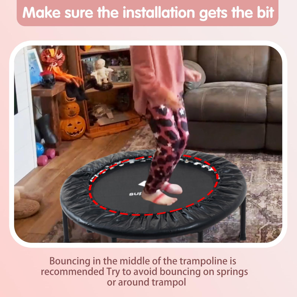 36 Inch Mini ToddlerTrampoline for Kids Ages Over 6 Max Load 170lbs Indoor Small Rebounder Trampoline Gifts for Kids Toddler Trampoline with Safe Cover Black PY SUPER MODE