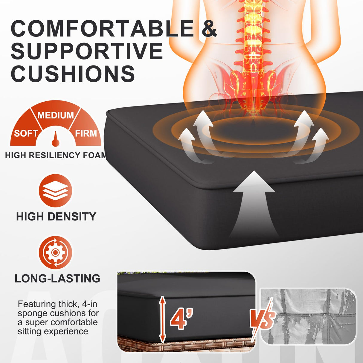 Aoxun Patio Furniture Sets, 7-Piece Outdoor Patio Furniture with Thick Cushions, Wicker Outdoor Conversation Set Sectional Sofa for Backyard, Poolside, Garden Aoxun