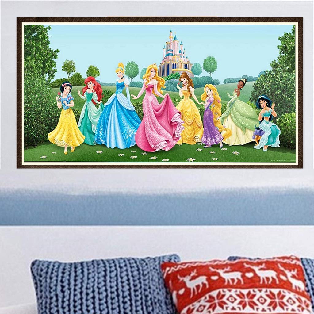 DIY 5D Diamond Art Kits Full Drill, Eight Pricesses Cinderella Aurora Ariel Belle Jasmine Tiana Rapunzel Rhinestone Embroidery Pictures Cross Stitch for Home Wall Decoration 11.81x19.68 inch Better Selection