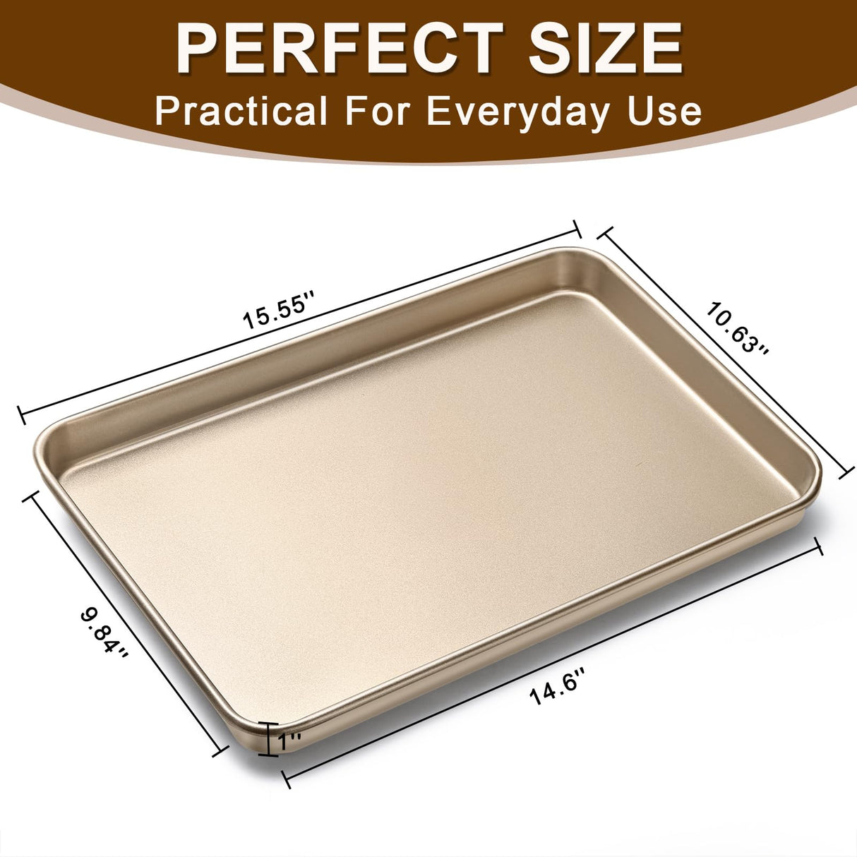 Baking Sheet Pan Set of 2, Wildone Commercial Cookie Sheets for Baking, Nonstick Carbon Steel Jelly Roll Pan Oven Tray 15x10 Inch, Heavy Duty & Easy Clean Wildone