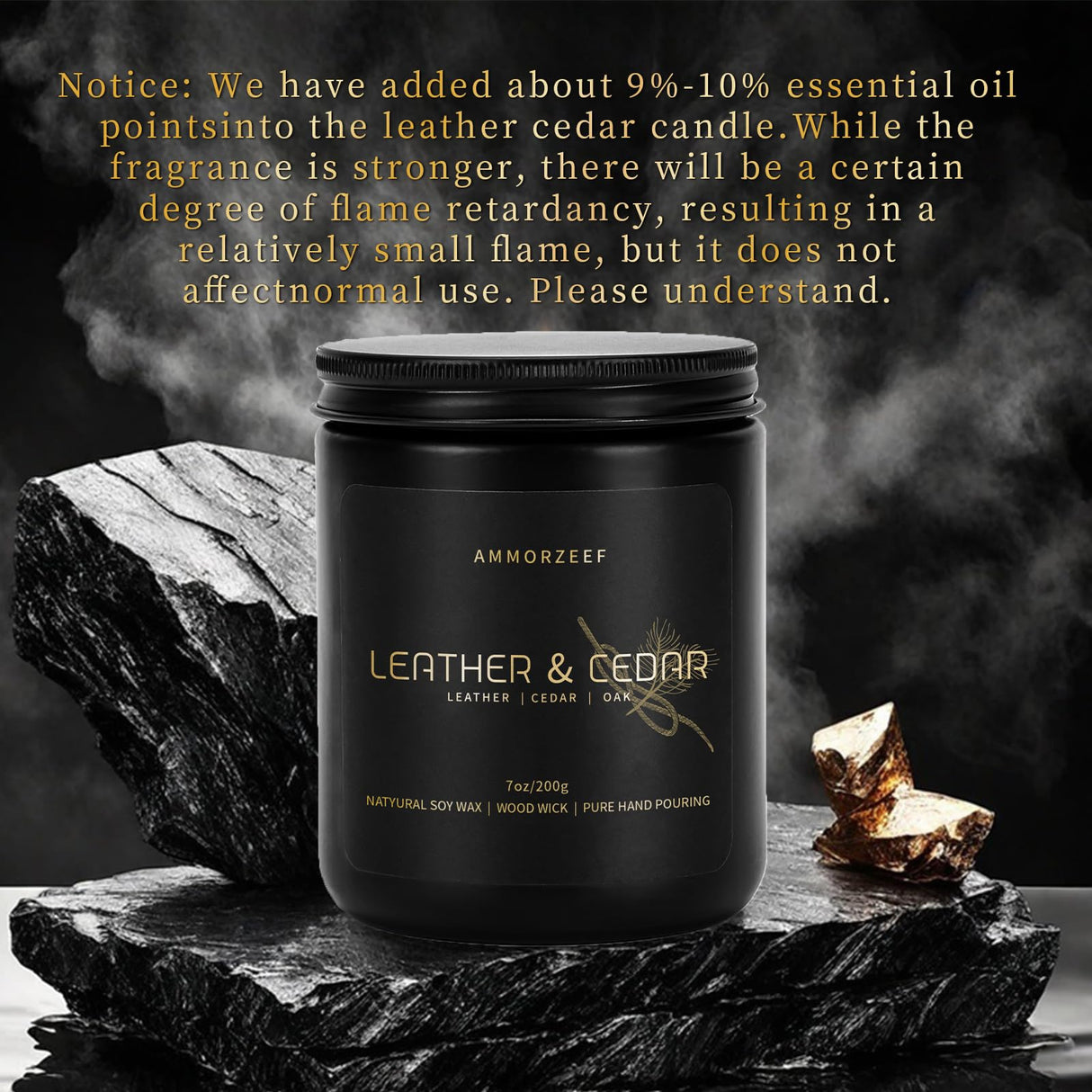 AMMORZEEF 4 Pack Manly Scented Candles for Men Soy Candle Set for Home Wood Wick Aromatherapy Candles for Relaxation Scented Leather Cedar/Lavender/Amber Sandalwood/Vanilla Candles AMMORZEEF