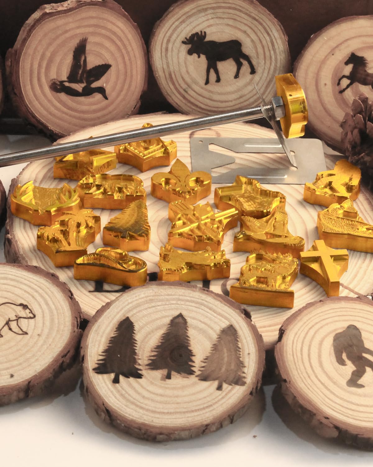 AIMOADO Compass Branding Iron Stamp, 1 1/2" Wood Branding Iron Personalized Logo for Meat, Burger, Wood, Hats with Full Set Tools AIMOADO