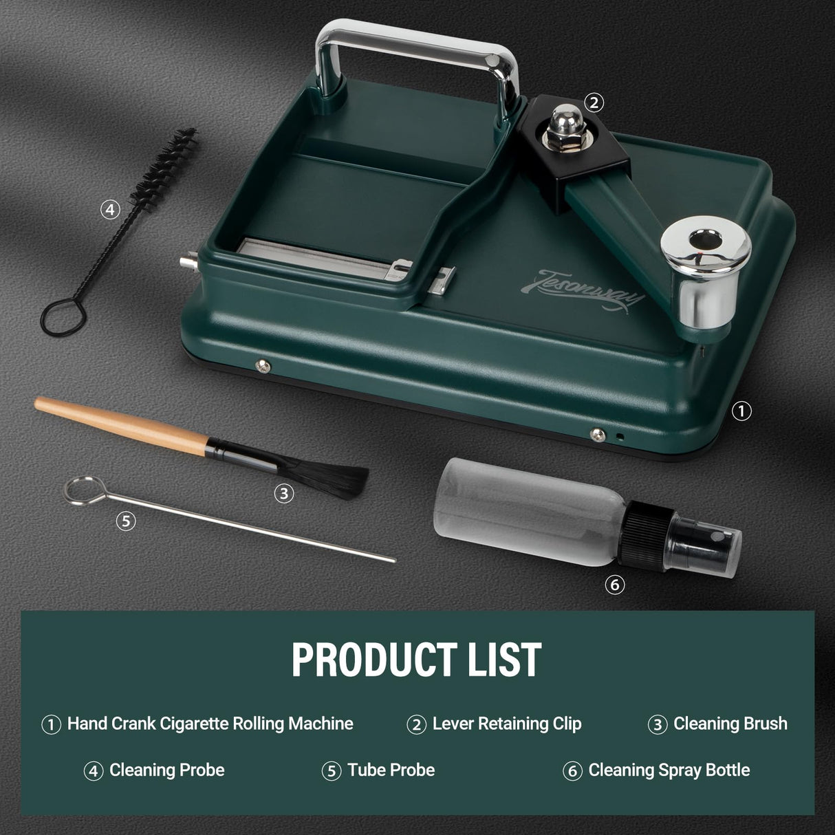 Tesonway Cigarette Rolling Machine Manual, Cigarette Injector Machine with Cleaning Brush, Cleaning Probe, Tube Probe, Cleaning Spray Bottle for 8mm Diameter Cigarettes Paper Tubes Tesonway