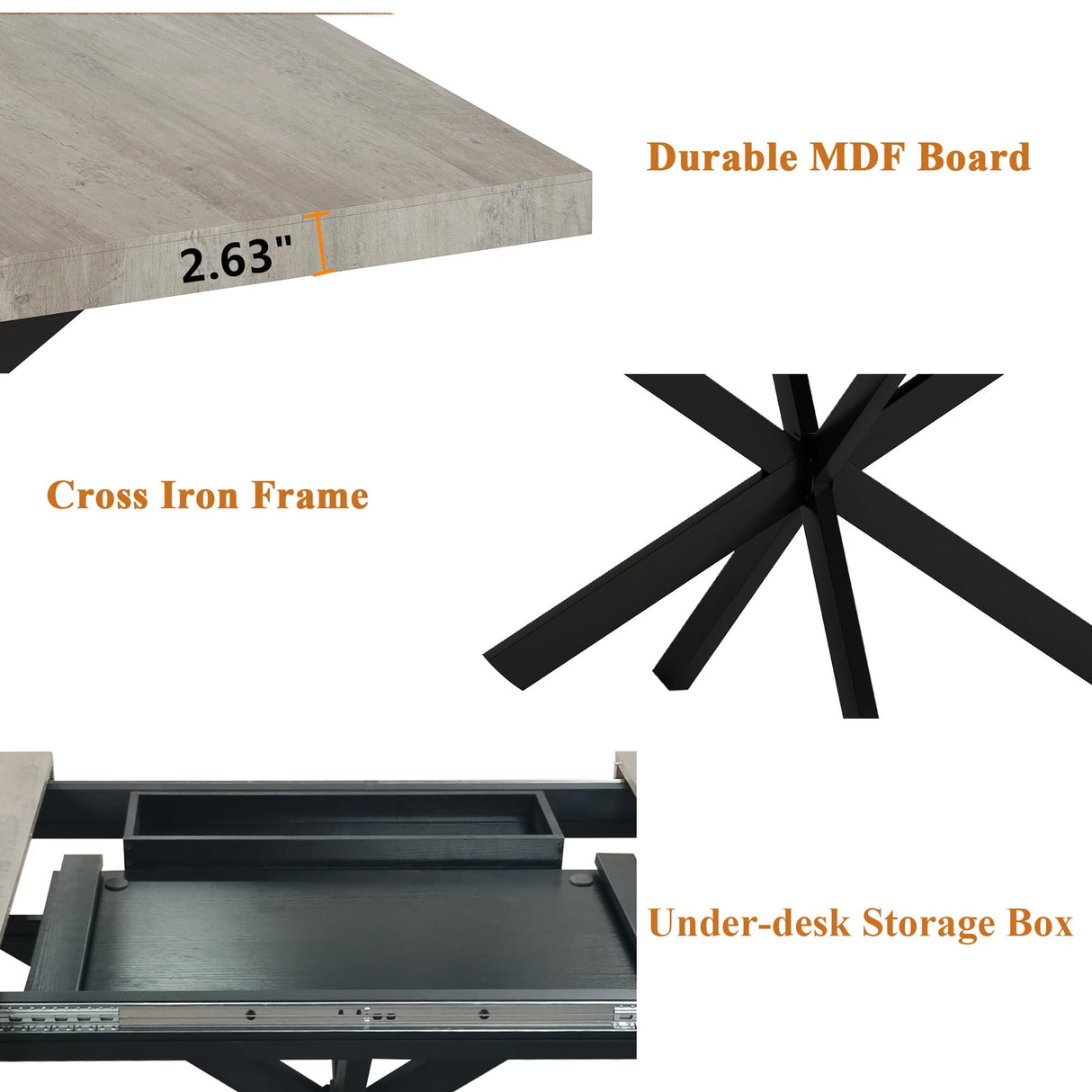 55" -70" Extendable Dining Room Table for 4 6 People,Modern Rustic Kitchen Expanding Table,Wooden Long Large Expandable Dining Room Transformer Table Conference Table for Kitchens,Grey Ufurpie