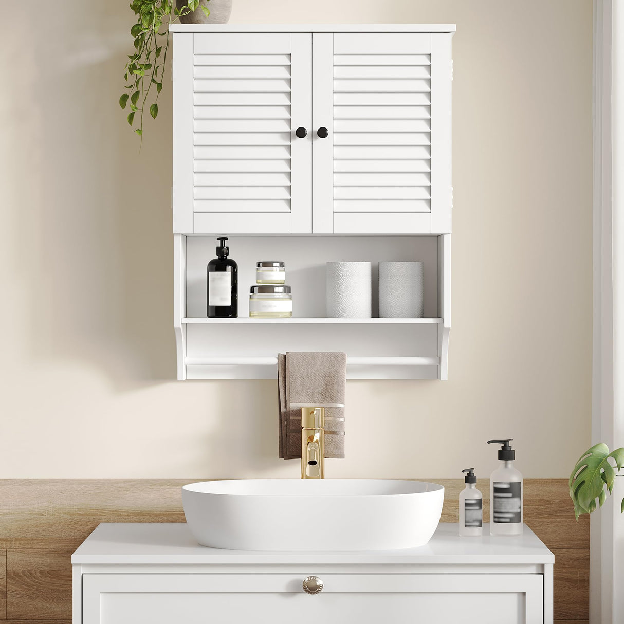 ChooChoo Medicine Cabinet, Bathroom Wall Cabinet, 2 Doors Over The Toilet Space Saver Storage Cabinet with Large Space, White ChooChoo