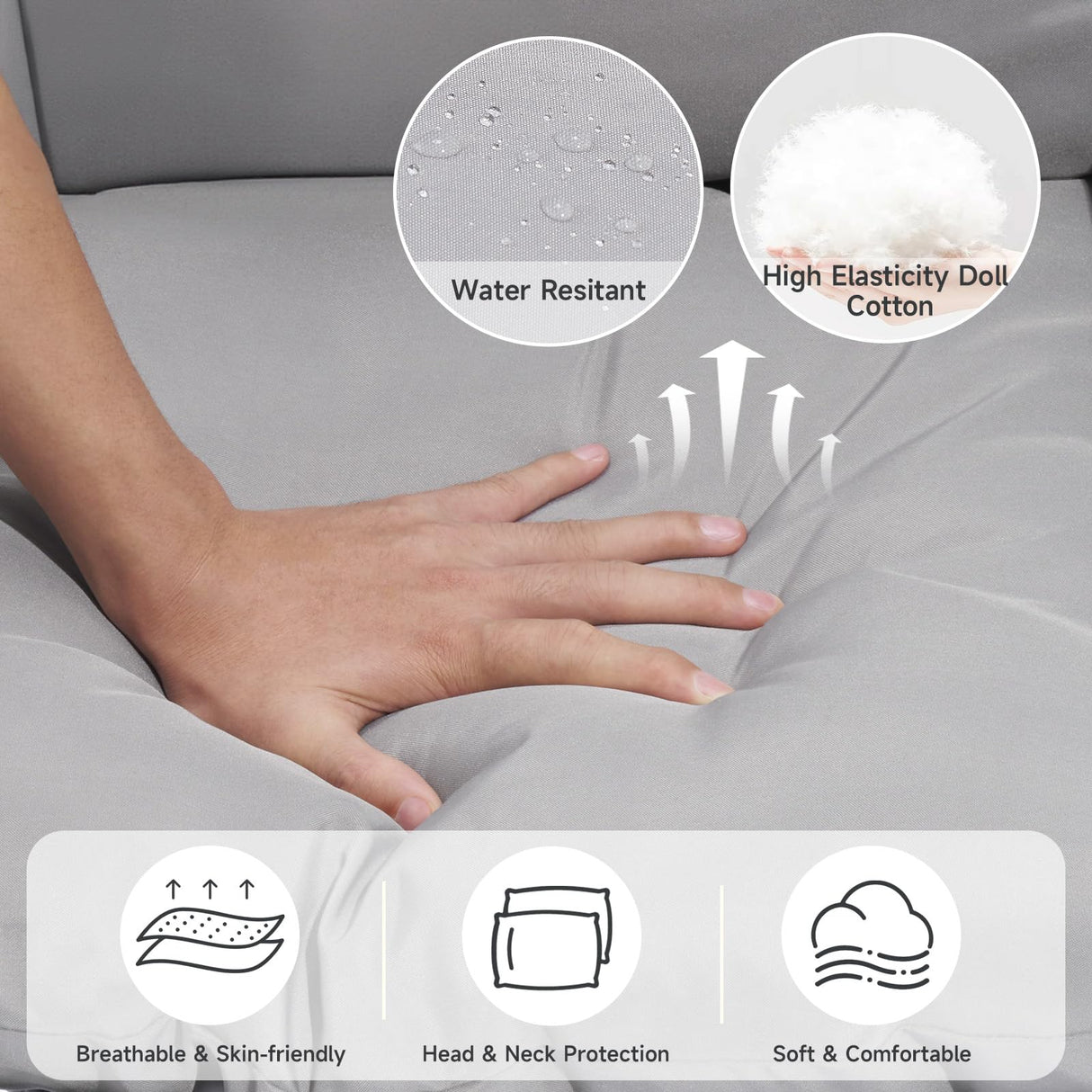 ONBRILL Hanging Egg Chair with Stand, Outdoor Indoor Egg Swing Chair with Cushion Headrest, Rattan Wicker Egg Chair with Dual Chains, 350LBS Capacity for Patio, Porch, Balcony, Bedroom (Light Gray) ONBRILL