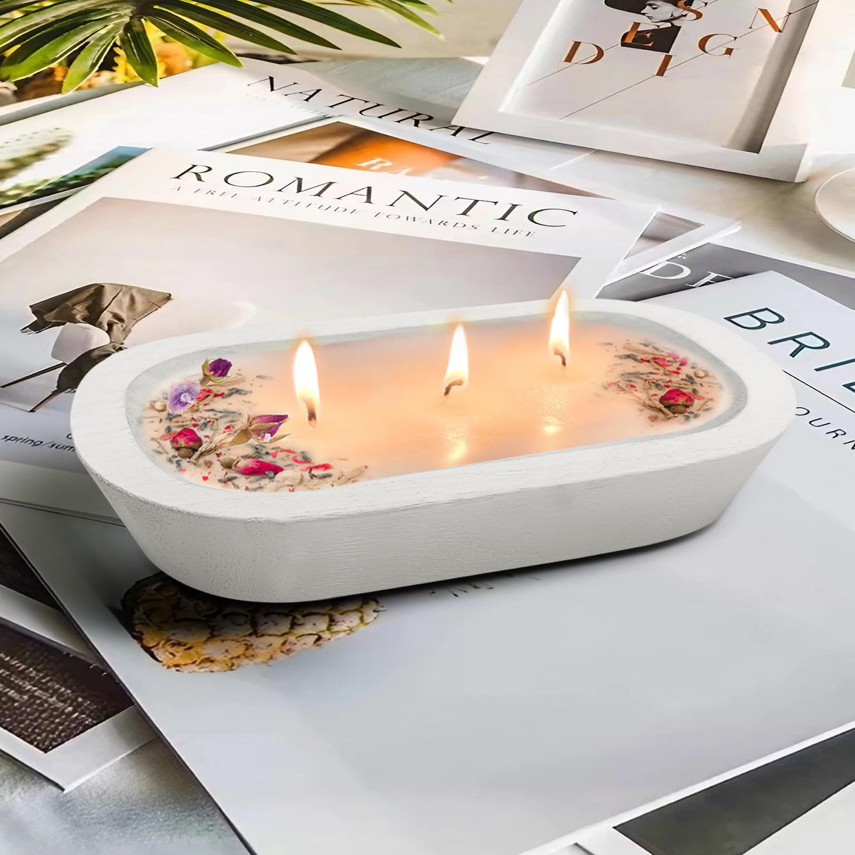 Royxen 8 Pack Wood Dough Bowl, Wooden Dough Bowls Paulownia, Rustic Bowl Vintage, Bowls for Candle (White, 9.5" x 5.5") Royxen