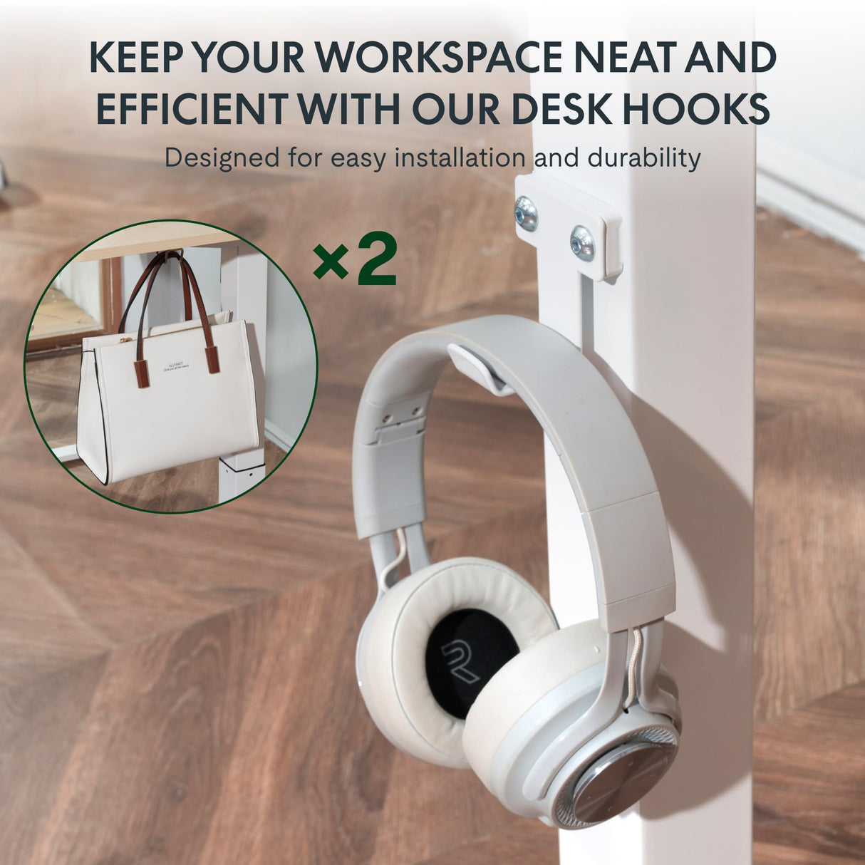 FLEXISPOT 63'' L Shaped Standing Desk with Drawers, Adjustable Height Desk with Shelves, Large Corner Stand Up Desk with Headphone Hooks for Home Office, Light Wood Grain Top+ White Frame FLEXISPOT