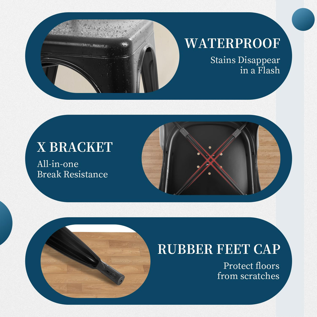 FDW Metal Dining Chairs Set Of 4 Indoor Outdoor Chairs Patio Chairs Kitchen Metal Chairs 18 Inch Seat Height Restaurant Chair Metal Stackable Chair Tolix Side Bar Chairs 330LBS Weight Capacity FDW