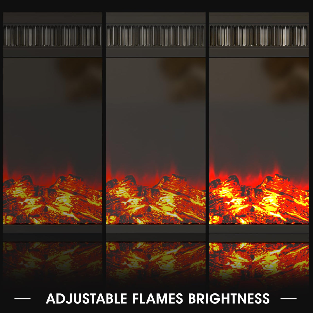 23" Electric Fireplace Insert, Recessed Fireplace Heater with Low Noise, Remote Control with Timer, Touch Screen, Adjustable Flame Brightness, 23.6" L *17.7" H Vabches