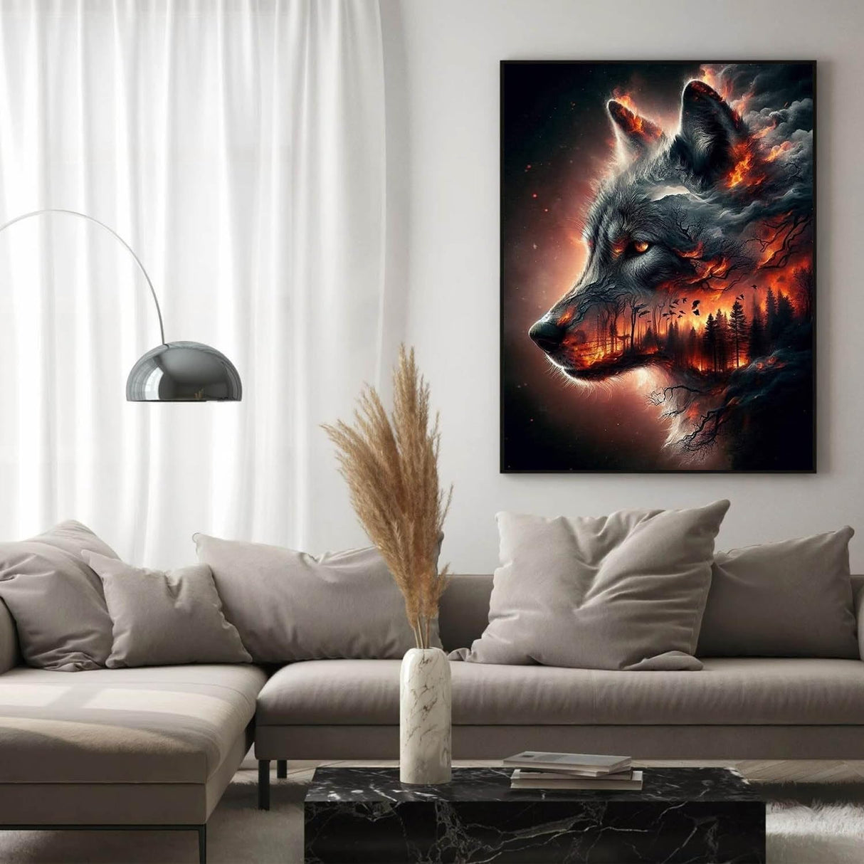 Benjenes Diamond Art Kits for Adults, Wolf Diamond Painting Kits for Adults, 5D DIY Round Drill Gem Art Paint with Diamonds Dots Crafts Kits for Home Decor Gift 12x16inch Benjenes