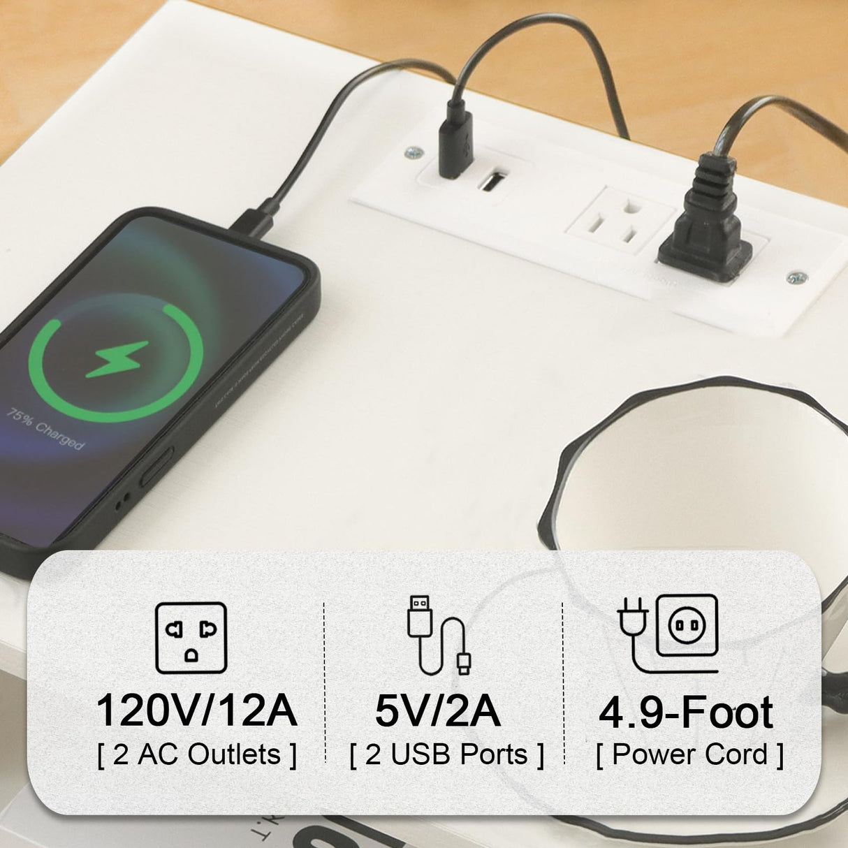 Fultyle White Nightstand with Charging Station, Modern Bedside Table with Drawer and Solid Wood Legs, Fluted End Side Table for Bedroom, Living Room, Small Space (White) Fultyle