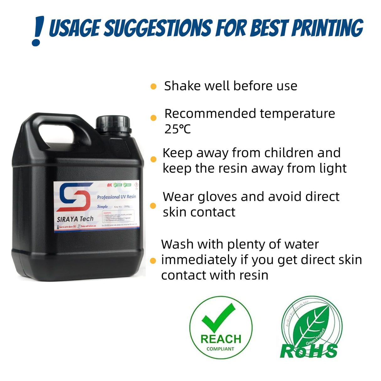 Siraya Tech Simple Water Washable 3D Printer Resin, Low Odor, Easy to Print, High Resolution, Non-Brittle, for MSLA, LCD, DLP 3D Printers - Easy to Clean, Aqua Cleaning Gray Resin (Grey V2, 2kg) Siraya Tech