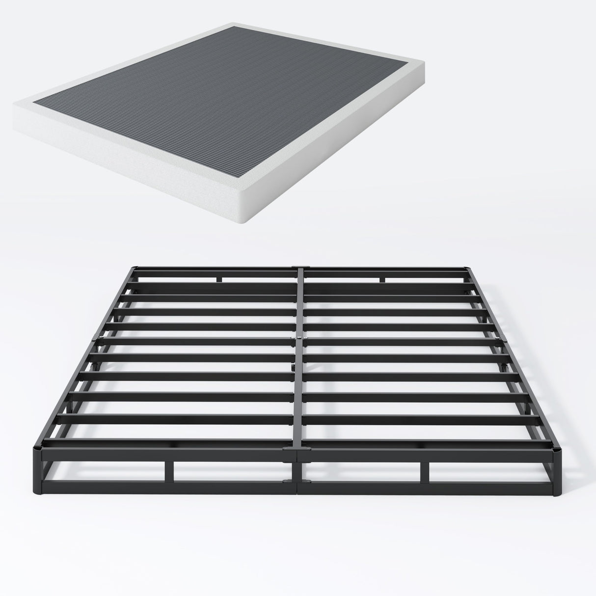 SHLAND Box Spring Queen - 3 Inch Heavy Duty Low Profile Metal Queen Box Springs for Bed, Mattress Foundation, Easy Assembly,Easy Clean Cover SHLAND