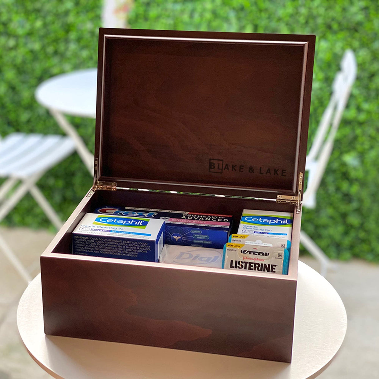 Blake & Lake Large Box with Hinged Lid - Wood Storage Box with Lid - Wooden Keepsake Decorative boxes with lids (Dark Oak) Blake & Lake