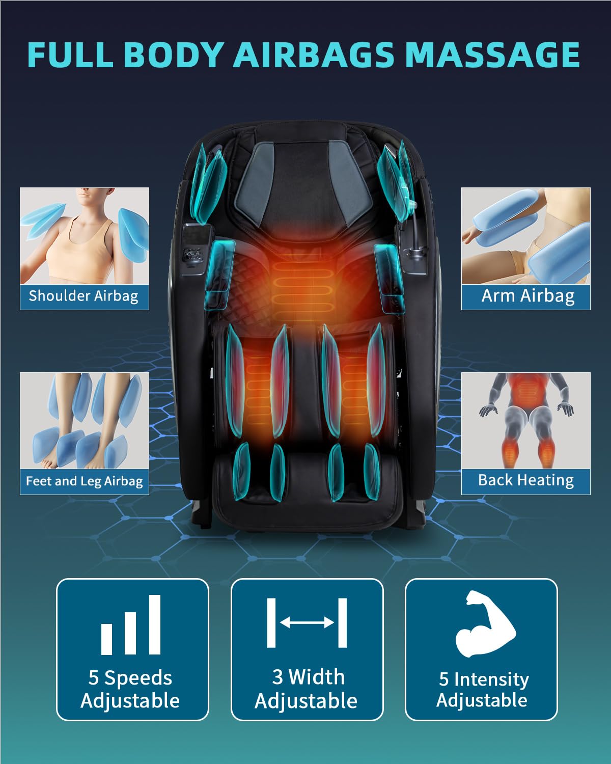 RelaxRelife Full Body Zero Gravity Massage Chair with Body Scan 4D Intelligent Shiatsu Strecth Massage, Back/Leg Heated with AI Voice Control Bluetooth Speaker Airbags SL Track Massage Black RelaxRelife