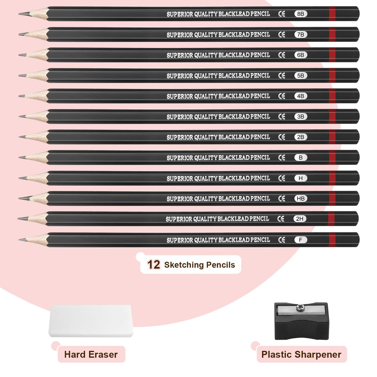 Wonwood_direct Sketching Drawing Pencils Set,14 Pack Drawing Supplies, 8B 7B 6B 5B 4B 3B 2B B H HB 2H F Graphite Pencils for Artists Beginner, Ideal for Sketching and Shading Wonwood_direct