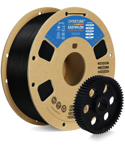 OVERTURE Nylon Filament 1.75mm 3D Printer Filament, Polyamide (PA) 1kg Spool (2.2lbs), Dimensional Accuracy +/- 0.02 mm, Fit Most FDM Printer (Black)