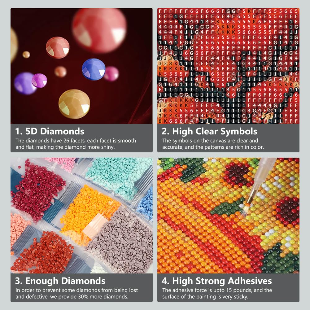 SJUTOUCI Tree Diamond Painting Kits for Adults, Diamond Art Kits for Beginners, 5D DIY Full Drill Gem Craft Art for Home Decor Gift 12x12 inch, Fall SJUTOUCI