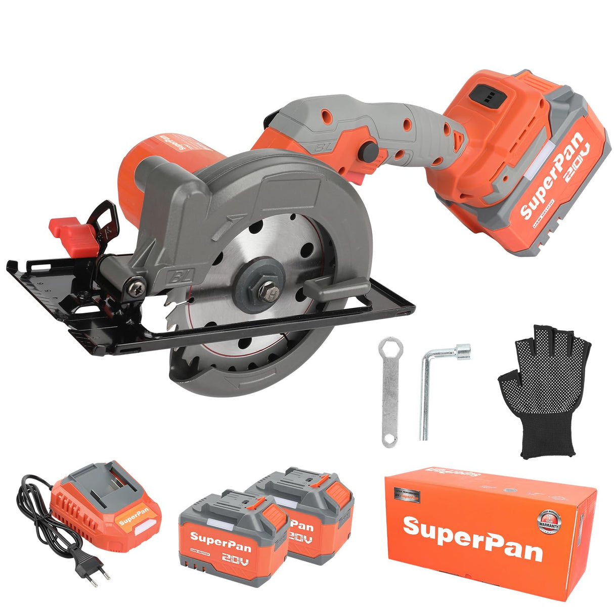 20V Cordless Mini Circular Saw, 6700RPM, 4-1/2" Blade, Max Cutting Depth 1-11/16" at 90°, Diagonal Cutting Depth 1-3/16" at 45°, Ideal for Cutting Wood, Soft Metal, Plastic, and Ceramic Tiles SuperPan