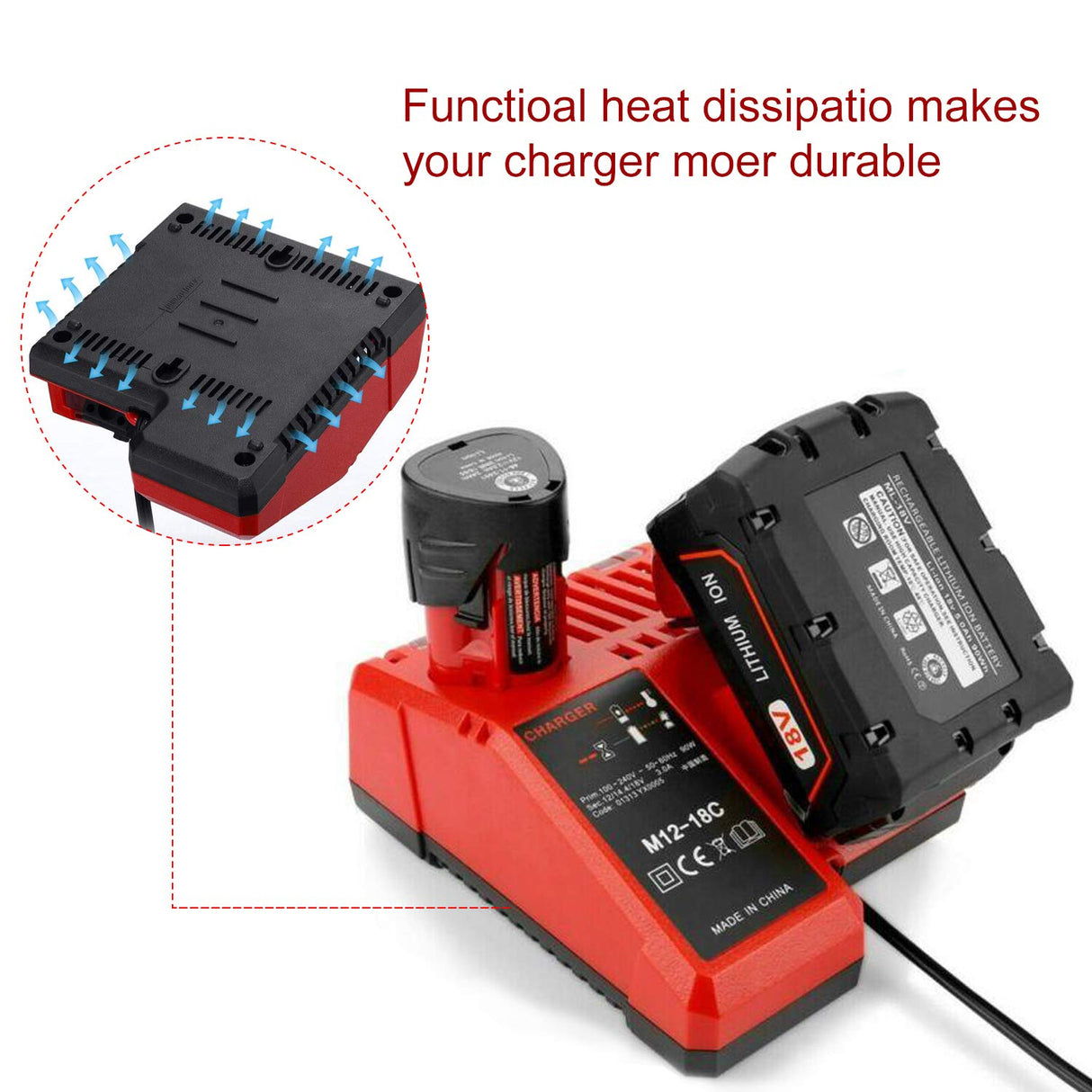 Replacement Charger for Milwaukee M12 & for M18 Rapid Charger for Milwaukee 12V-18V XC Lithium-Ion Tools Battery Power Charger Futurebatt
