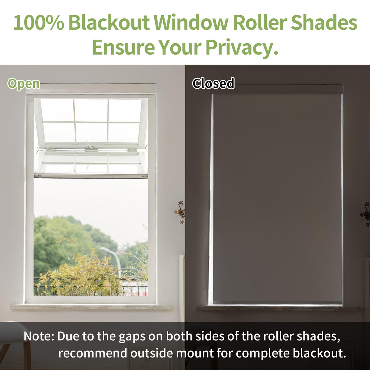 Pesalco 100% Blackout Cordless Roller Shades for Indoor Windows with Valance, Thermal Insulation & UV Protection, White 29" W x 72" H Pesalco