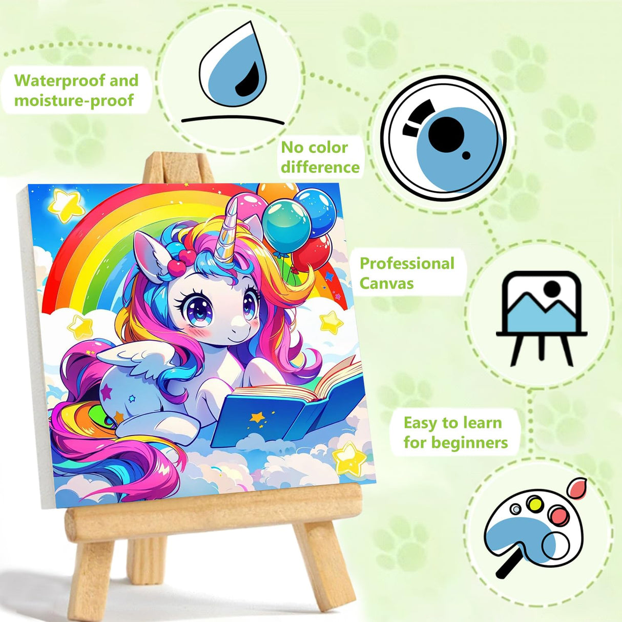 Reivworl Cartoon Paint by Numbers Kit for Kids, Cartoon Paint by Number with Frame and Easel, Paint by Number Kids Age 5-8-12 for Gifts and Decor (8X8 Inch) Reivworl