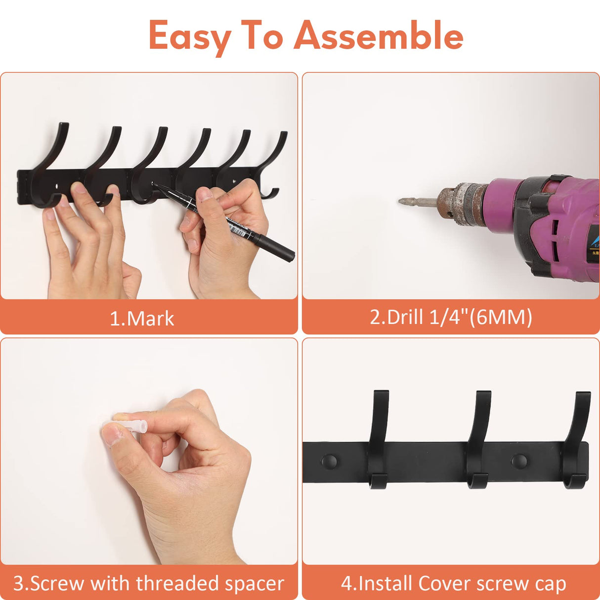 Optish 2 Pack Coat Rack Wall Mount, Coat Hooks Wall Mount, Wall Hooks for Hanging, Hat Rack for Wall, Coat Hanger Wall Mount, Towel Hooks for Bathrooms Optish