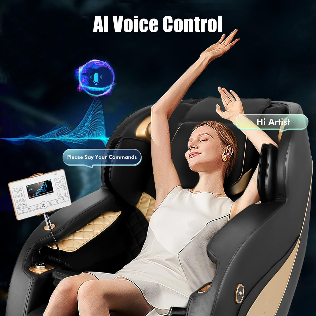 Artist hand Massage Chair Full Body - SL Track Zero Gravity Recliner with 12 Modes, Bluetooth, Body Scan, Foot Roller, Airbags Massage, AI Voice Control Artist hand