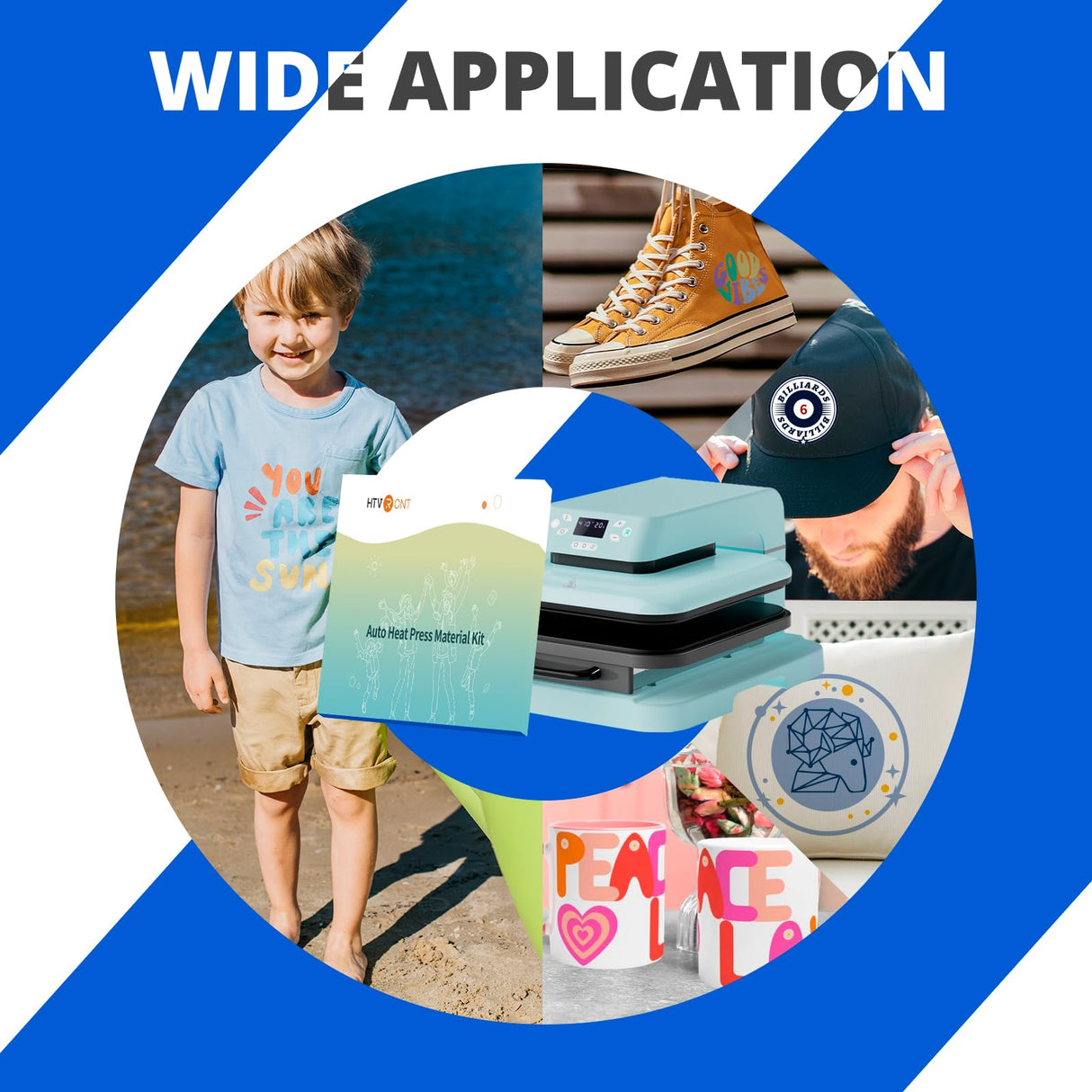 HTVRONT Heat Press Accessories, 55 Pack Heat Press Supplies for 15X15 Heat Press Machine, T Shirt Heat Press Starter Kit for Cricut Easy Press, Include Vinyl&Sublimation Bundle, Tools&Heat Press Mat HTVRONT