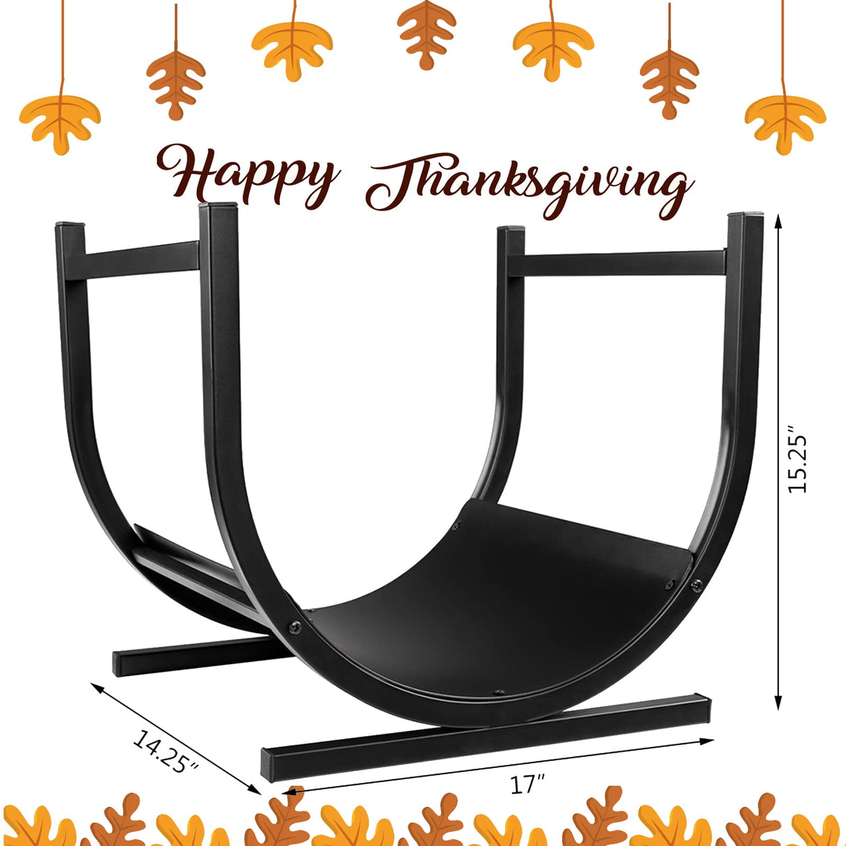 DOEWORKS Small Decorative Indoor/Outdoor Firewood Racks Fireside Log Rack, Black DOEWORKS