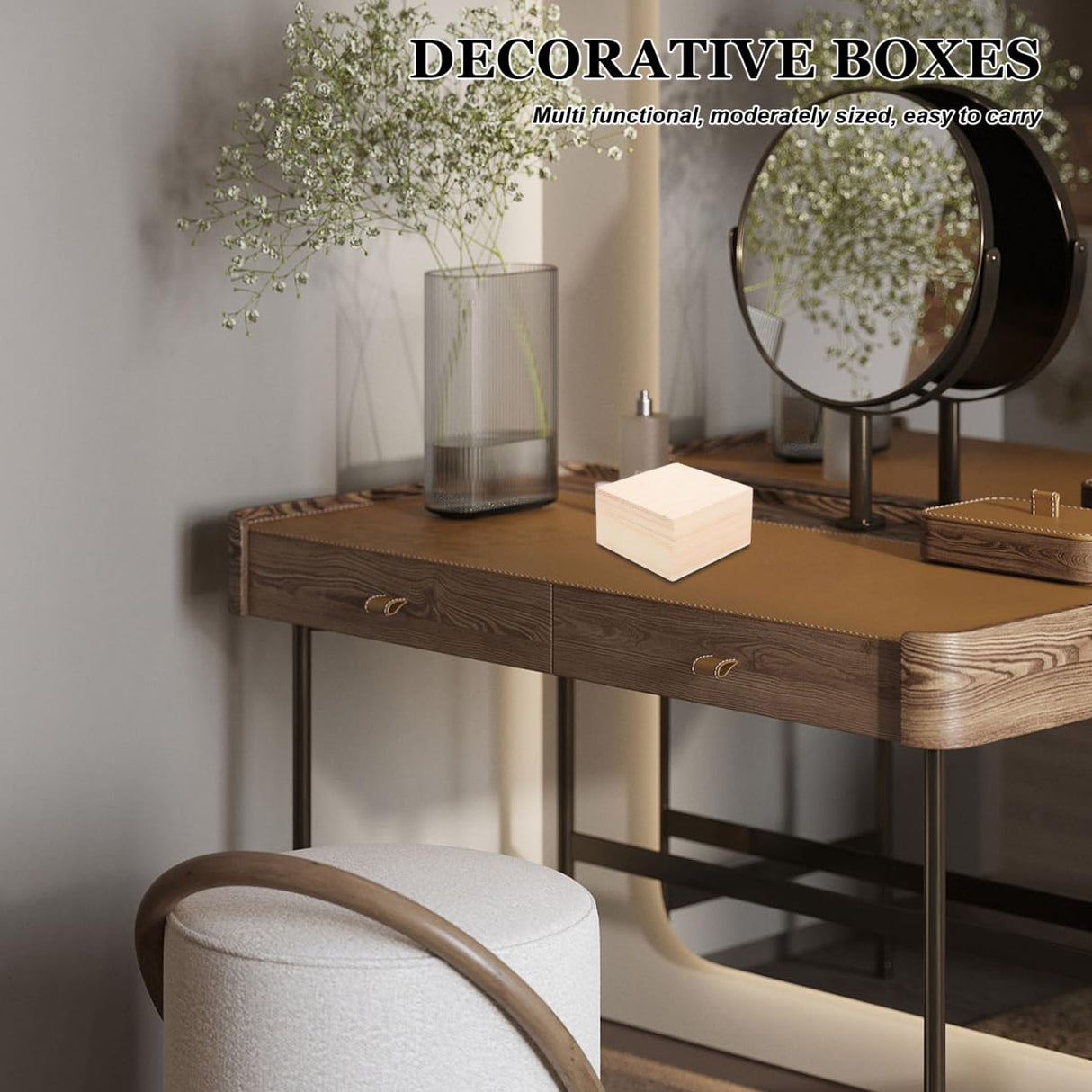 Luxshiny Unfinished Wood Box, 2pcs Square Wooden Treasure Box Small Blank Jewelry Trinket Box Natural DIY Craft Stash Organizer Storage Box for Collectibles Succulent Luxshiny