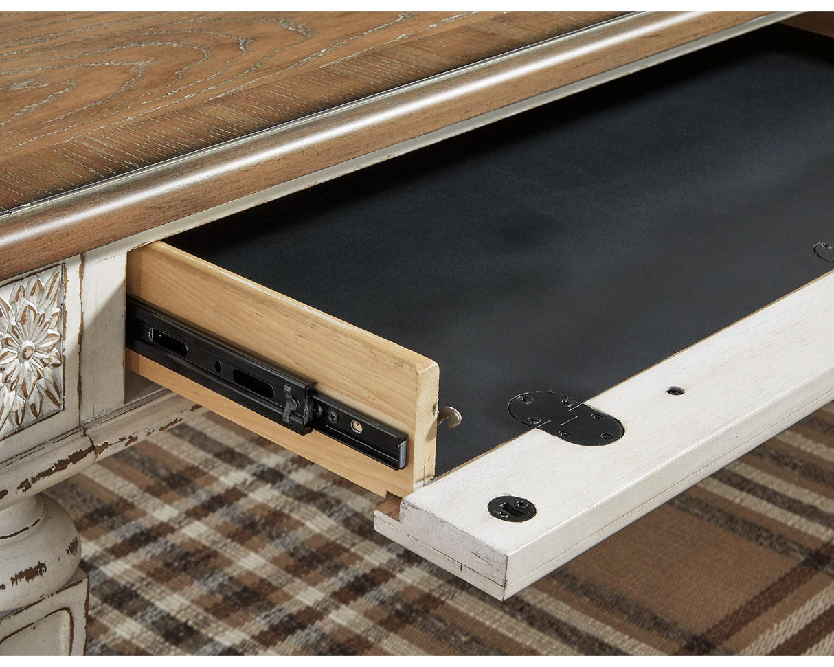 Signature Design by Ashley Realyn Farmhouse 60" Home Office Desk with USB Charging, Chipped White Signature Design by Ashley