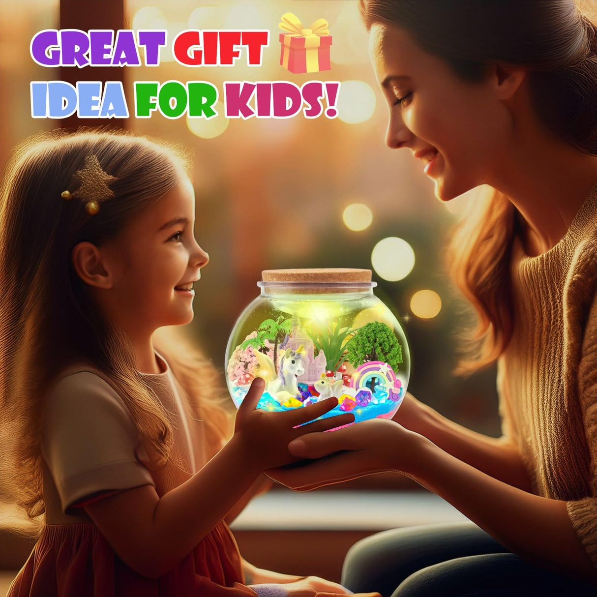 MYDOVA Unicorn Light-Up Terrarium Crafts Kit for Kids, LED Night Light Up & Remote Birthday Gifts Toys for Ages 6+Year Old- Unicorn Toys for Girls Best Girls DIY Arts and Crafts Kit MYDOVA