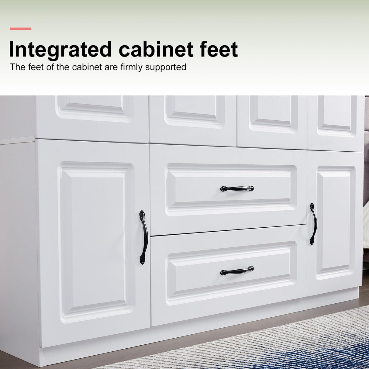 ClassyCabin 4 Door Armoire Wardrobe Closet, Wood 2 Drawers Armoire Storage Cabinet for Large Capacity, White Bedroom Armoires for Clothes with Hanging Rod and 5 Storage ClassyCabin