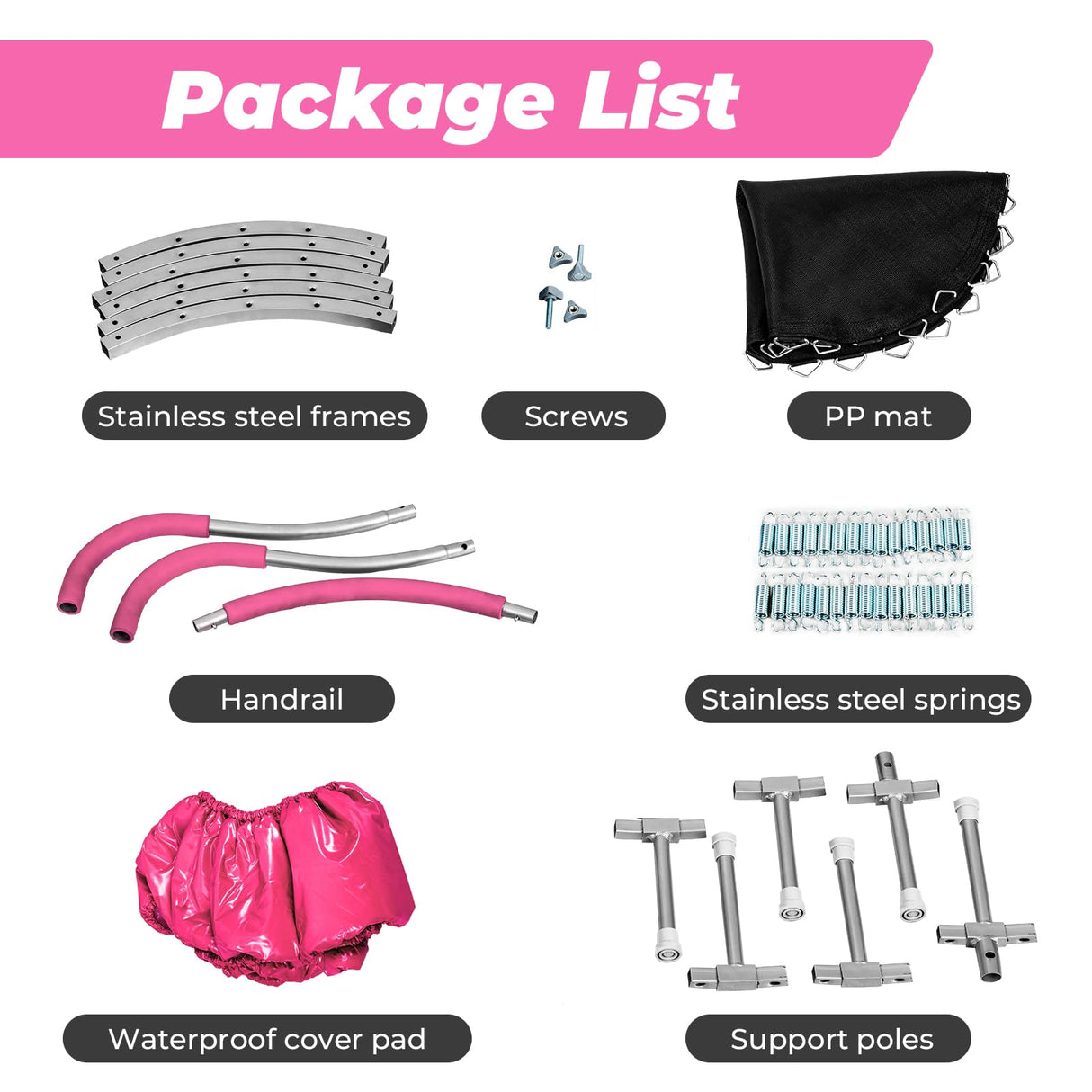 Roinoim 36 Inch Mini Trampoline for Kids with Handle, Indoor Round Toddler Trampoline, Pink Roinoim