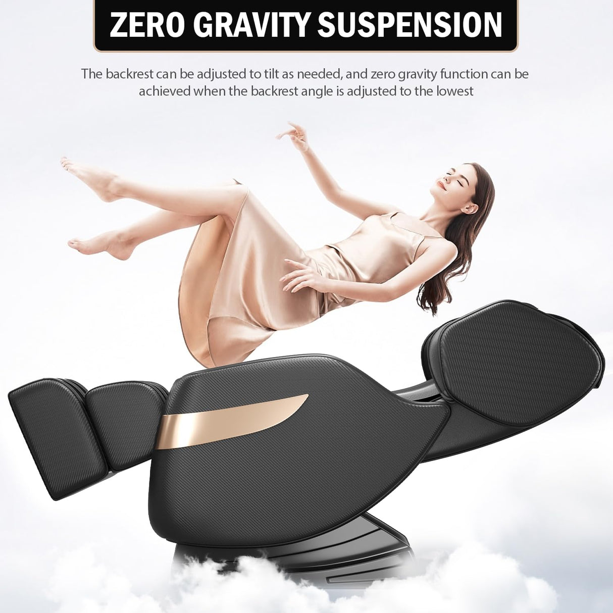 Massage Chair Full Body,Zero Gravity Recliner with Shiatsu Massage, Massage Recliner Chair with Airbags, Foot Massage, LCD Control, Waist Heater, Bluetooth,Suitable for 5.1-5.7Ft Height (Black) AOVOJRM